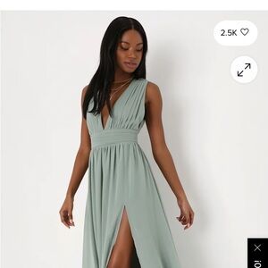 Lulu's Sage Maxi Dress with Slit